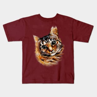 Stray Cat Portrait Watercolor Artwork Kids T-Shirt